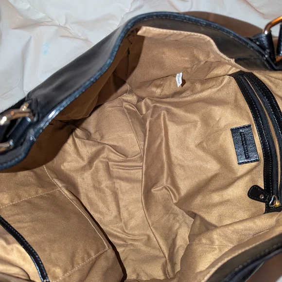 ANTONIO MELANI Black Satchel with Gold Accents - Picture 5 of 8